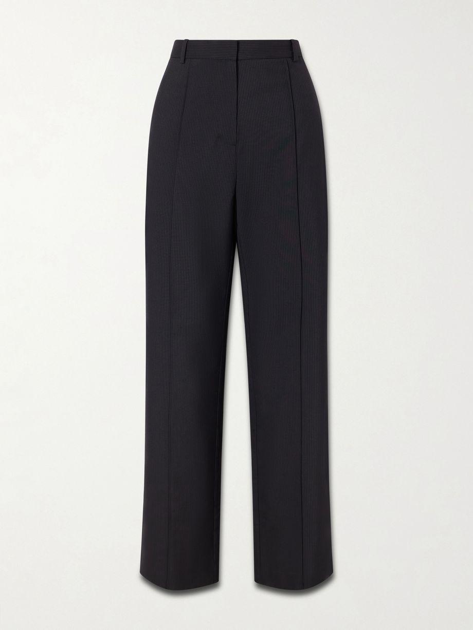 Pleated pinstriped woven wide-leg pants by ST. AGNI
