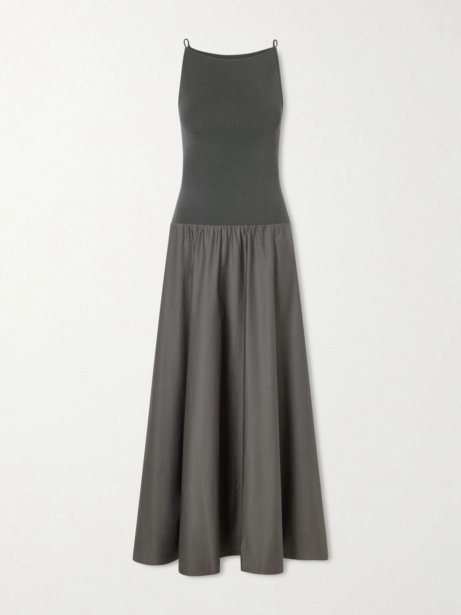 Ribbed jersey and cotton-blend poplin midi dress by ST. AGNI