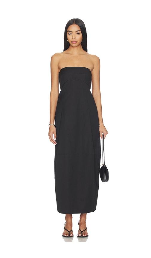 St. Agni Canvas Pleat Cocoon Dress in Black by ST. AGNI
