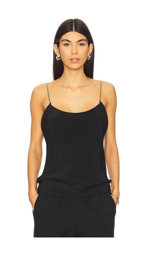 St. Agni Fine Chain Silk Cami Top in Black by ST. AGNI