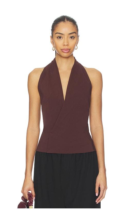 St. Agni Halter Wrap Top in Brown by ST. AGNI