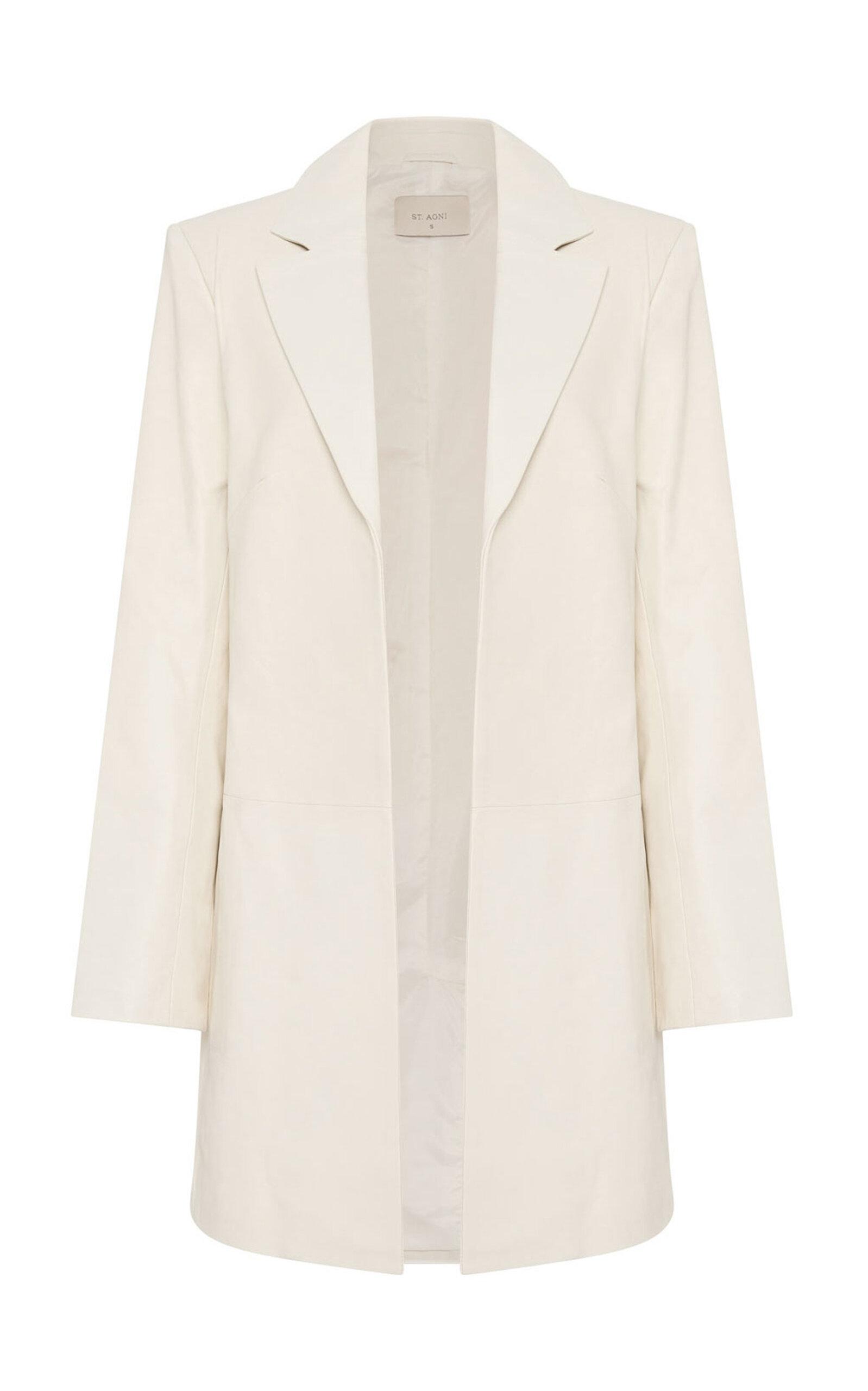 St. Agni - Longline Leather Jacket - Ivory - XS - Only At Moda Operandi by ST. AGNI