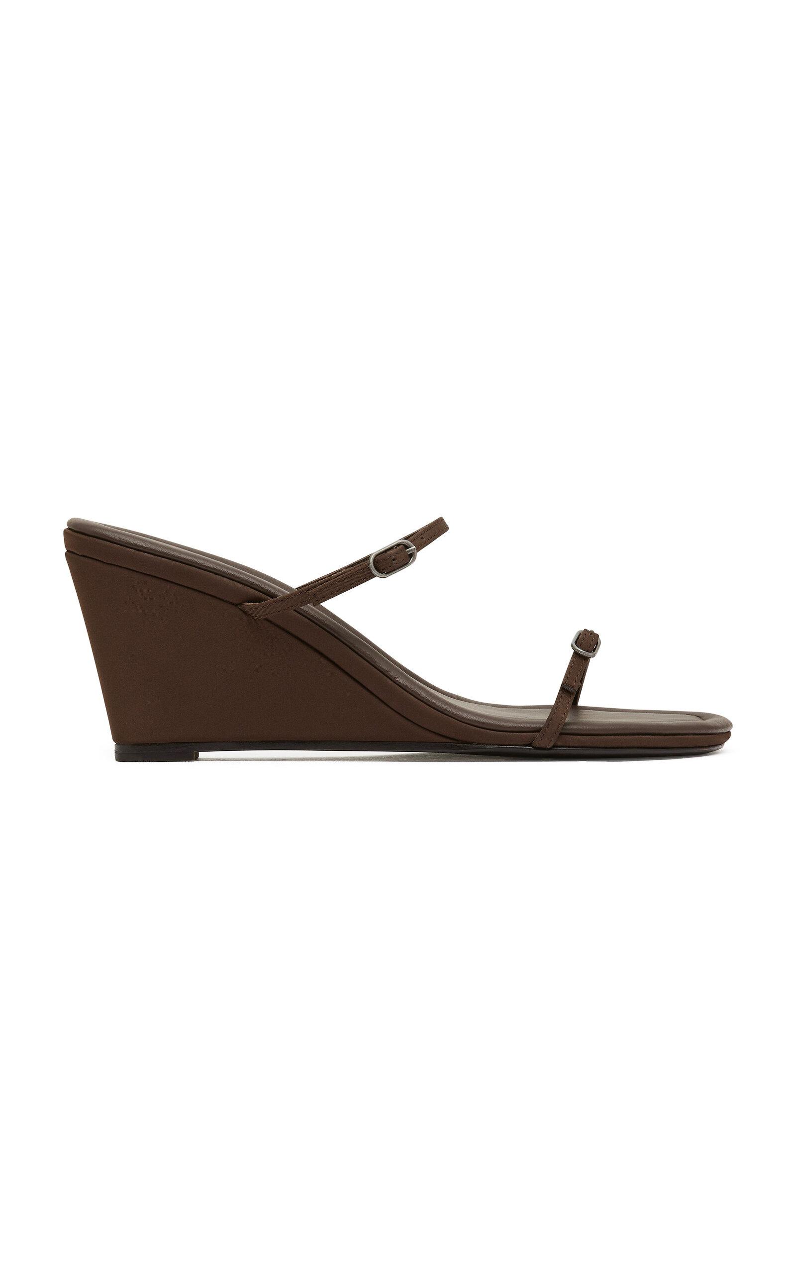 St. Agni Petit-Belt Satin Wedge Sandals - Moda Operandi by ST. AGNI