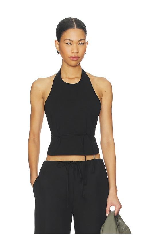 St. Agni Soft Jersey Halter Top in Black by ST. AGNI