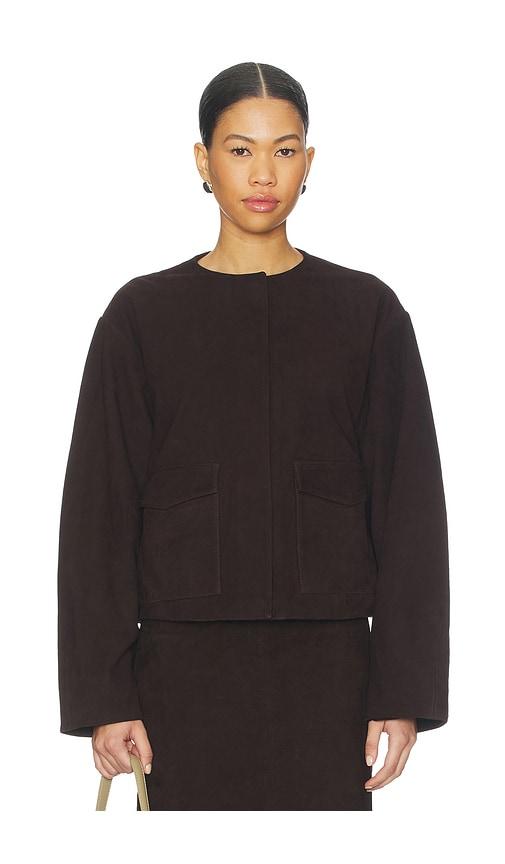St. Agni Suede Utility Cocoon Bomber in Chocolate by ST. AGNI
