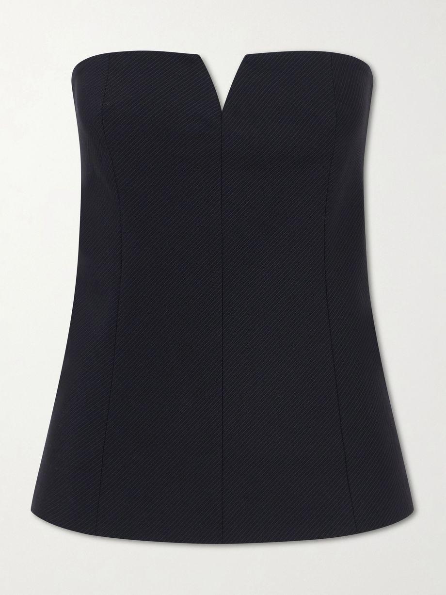 Strapless pinstriped woven top by ST. AGNI