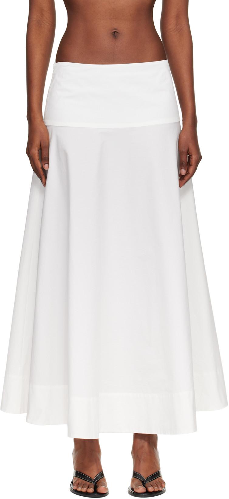 White Cotton Circle Hem Maxi Skirt by ST. AGNI