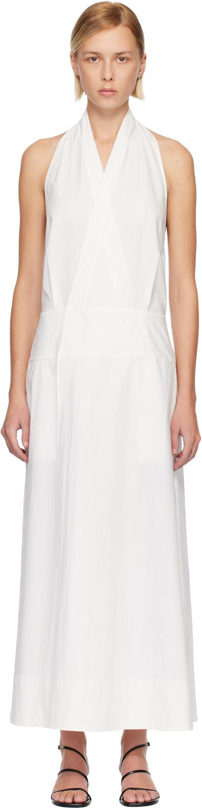 White Halter Wrap Midi Dress by ST. AGNI
