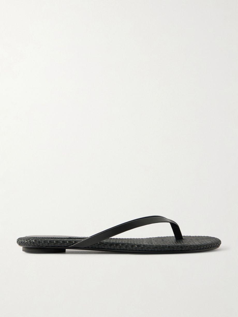 Woven leather flip flops by ST. AGNI
