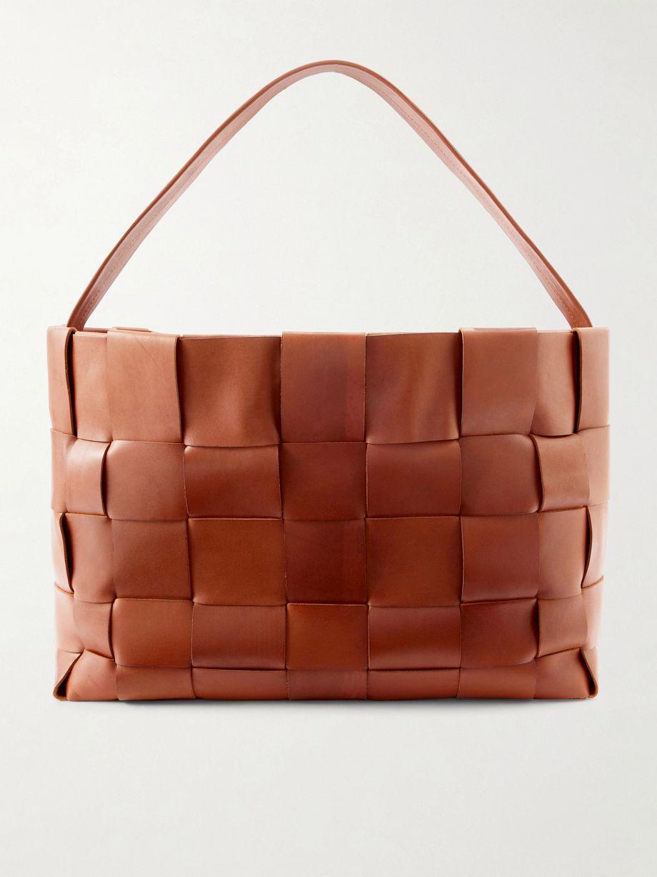 Woven leather tote by ST. AGNI