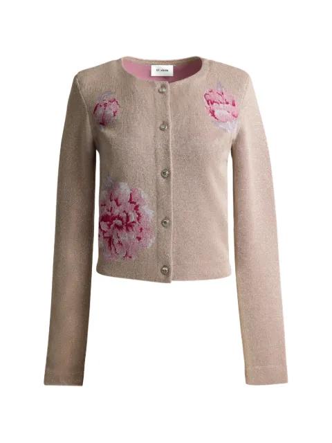 Renee metallic-peony-jacquard-knit jacket by ST. JOHN