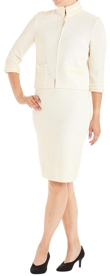 St. John Bright White Novelty Knit Jacket & (2) 76145 Skirt Suit by ST. JOHN