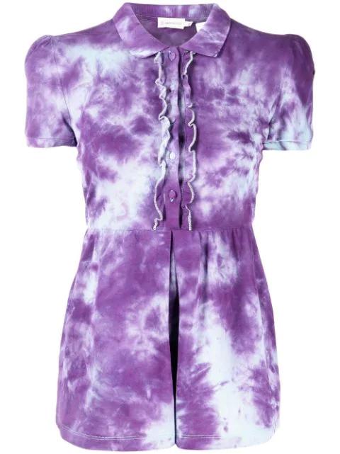 tie-dye peplum polo top by STAIN SHADE