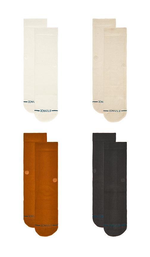 Stance Icon Crew 4 Pack Socks in Cream by STANCE