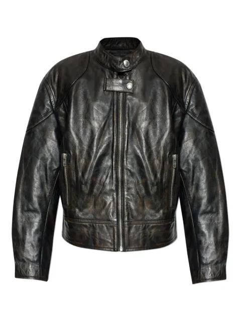 Alita zip-fastening leather jacket by STAND STUDIO