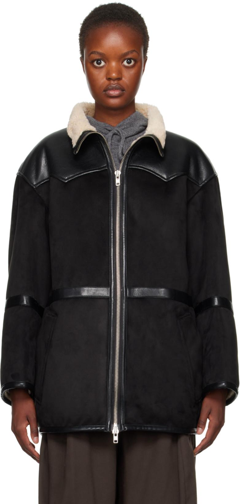 Black Rylee Faux-Shearling Jacket by STAND STUDIO