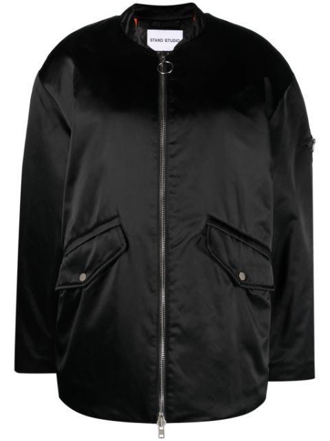 Prim satin bomber jacket by STAND STUDIO