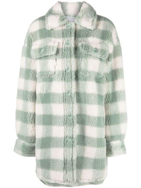 checked faux fur coat by STAND STUDIO