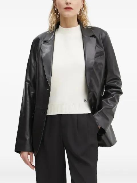 leather fitted blazer by STAND STUDIO