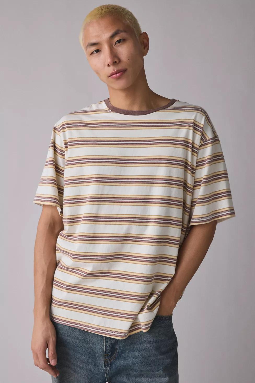 Standard Cloth Pregame Stripe Pattern Relaxed Fit Tee by STANDARD CLOTH