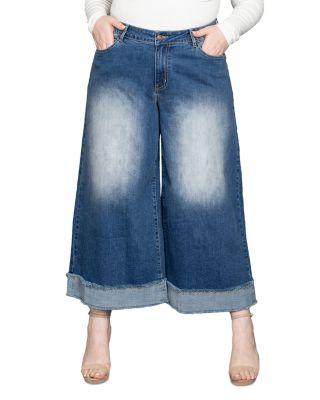 Cropped Wide Leg Jeans in Two Tone by STANDARDS&PRACTICES