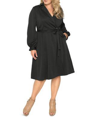 Lapel Collar Crepe Wrap Dress by STANDARDS&PRACTICES