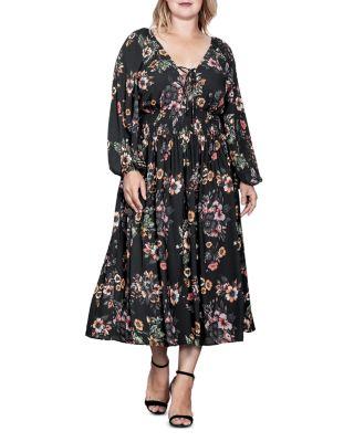 Plus Size Lace Up Double V Neck Dress by STANDARDS&PRACTICES