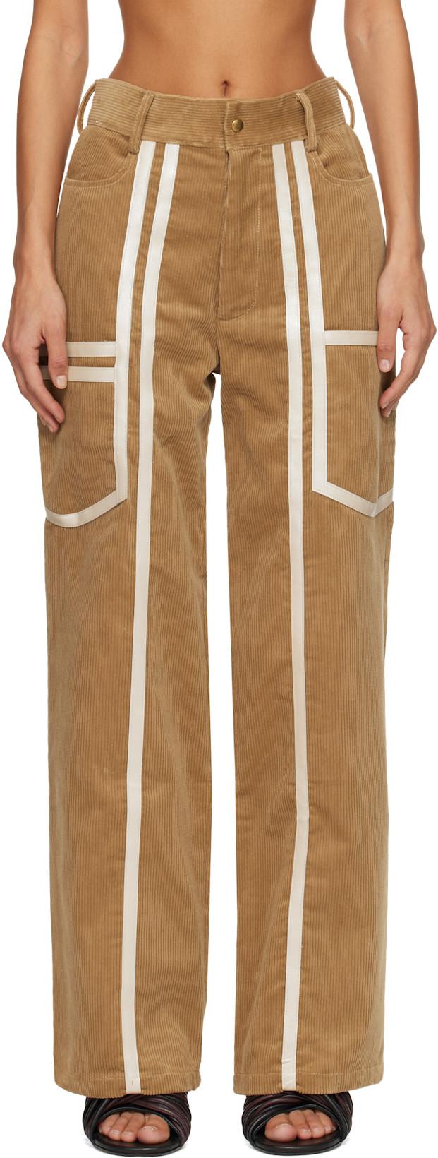Beige Corduroy Trousers by STANLEY RAFFINGTON