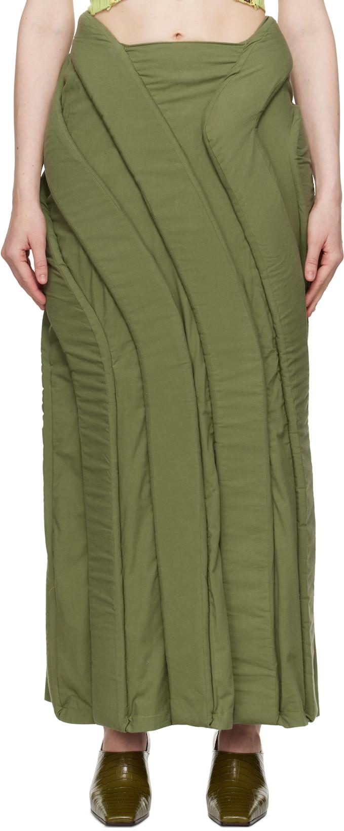 Green 3D Parametric Maxi Skirt by STANLEY RAFFINGTON