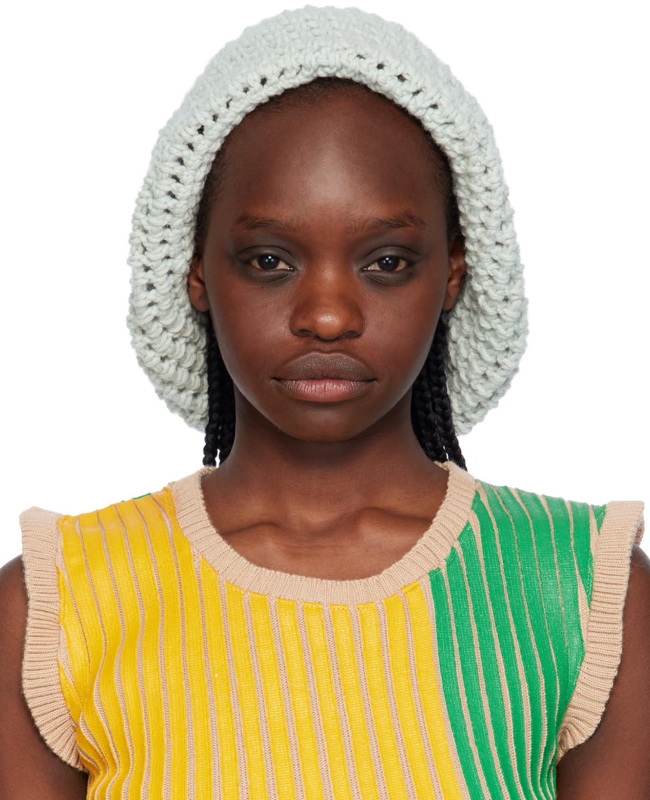 SSENSE Exclusive Blue & Off-White Crochet Beanie by STANLEY RAFFINGTON