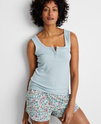 Women's Ribbed Henley Modal Sleep Tank Top by STATE OF DAY