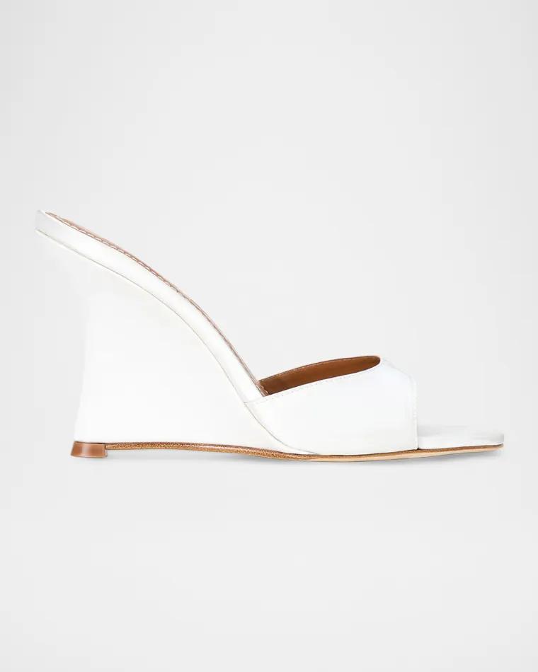 100mm Brigitte Satin Wedge Mules by STAUD