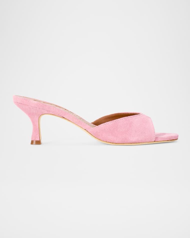 55mm Brigitte Suede Kitten-Heel Mules by STAUD