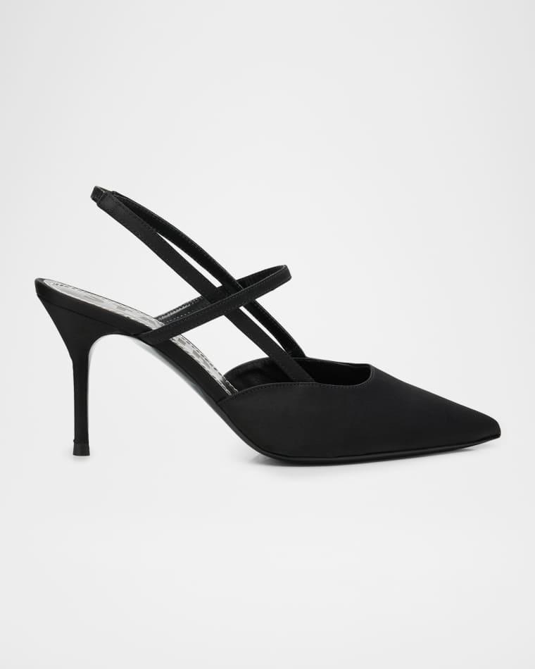 55mm Sebastian Satin Slingback Pumps by STAUD