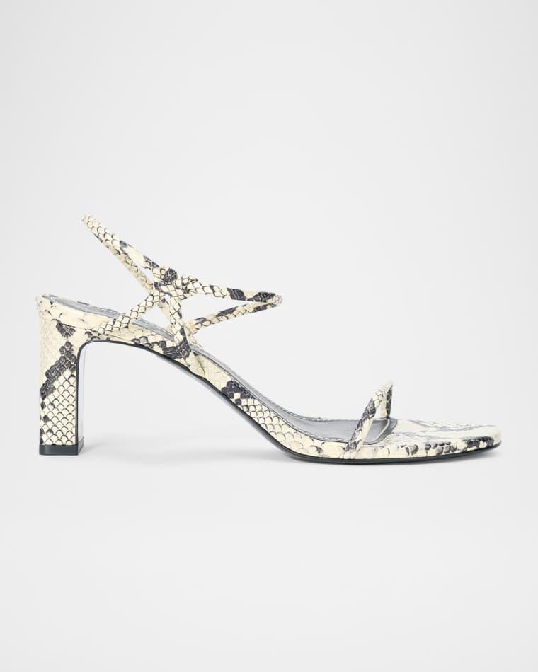 65mm Laurel Snake-Embossed Leather Sandals by STAUD