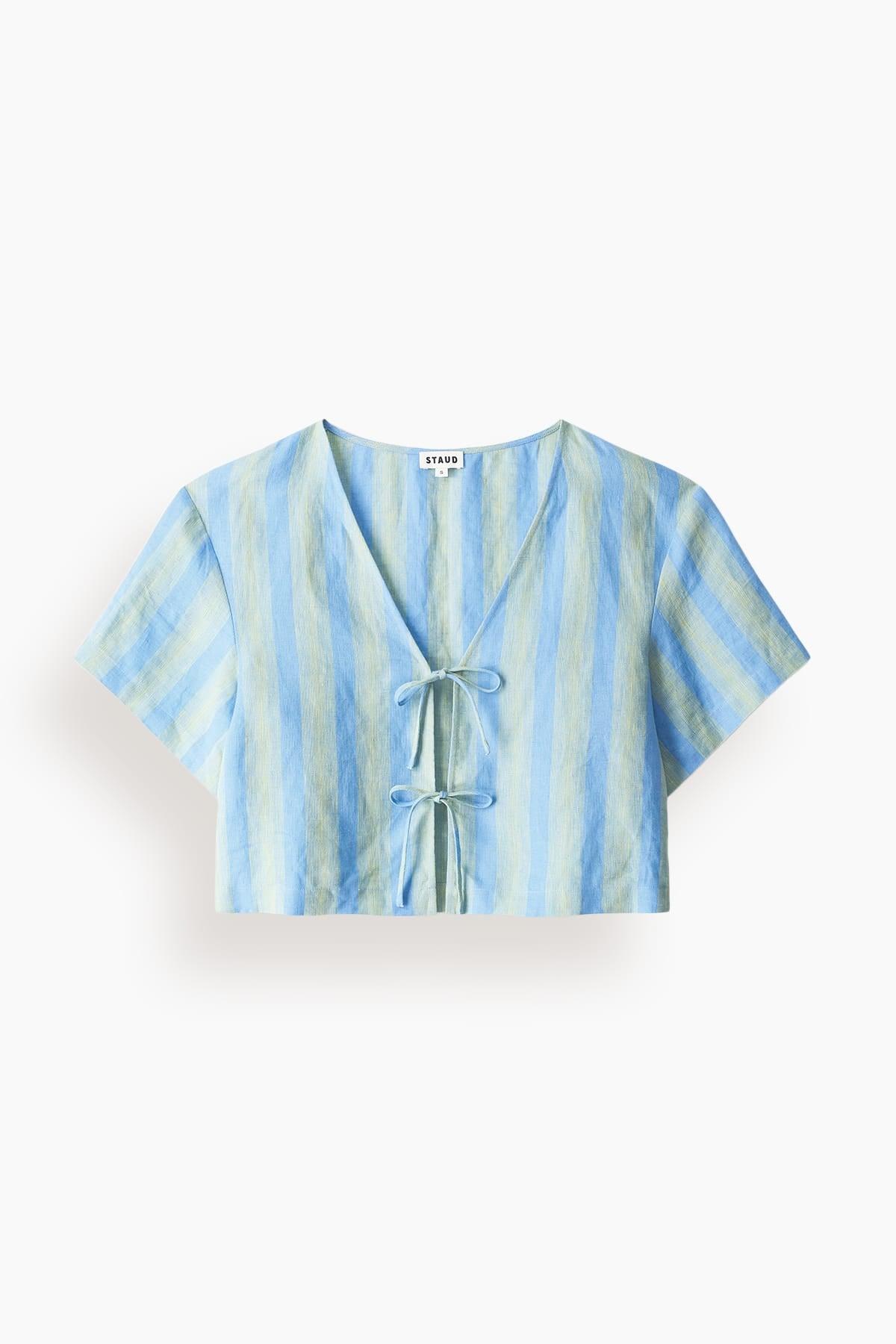 Ava Linen Top in Seaport Stripe by STAUD