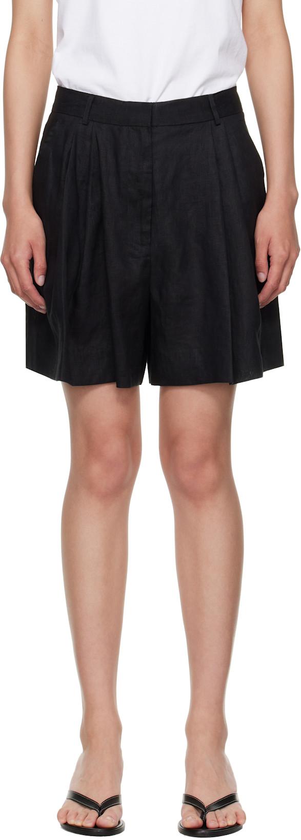 Black Cruz Linen Shorts by STAUD