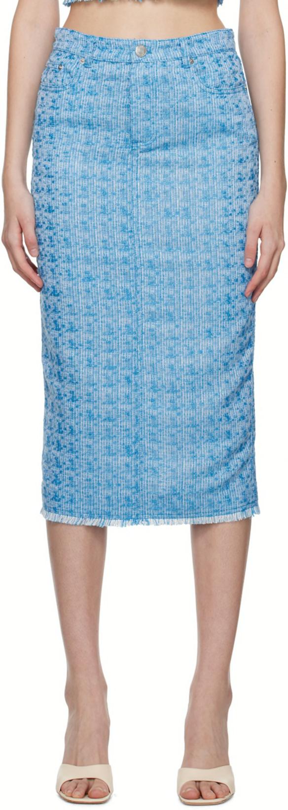 Blue Guinevere Midi Skirt by STAUD