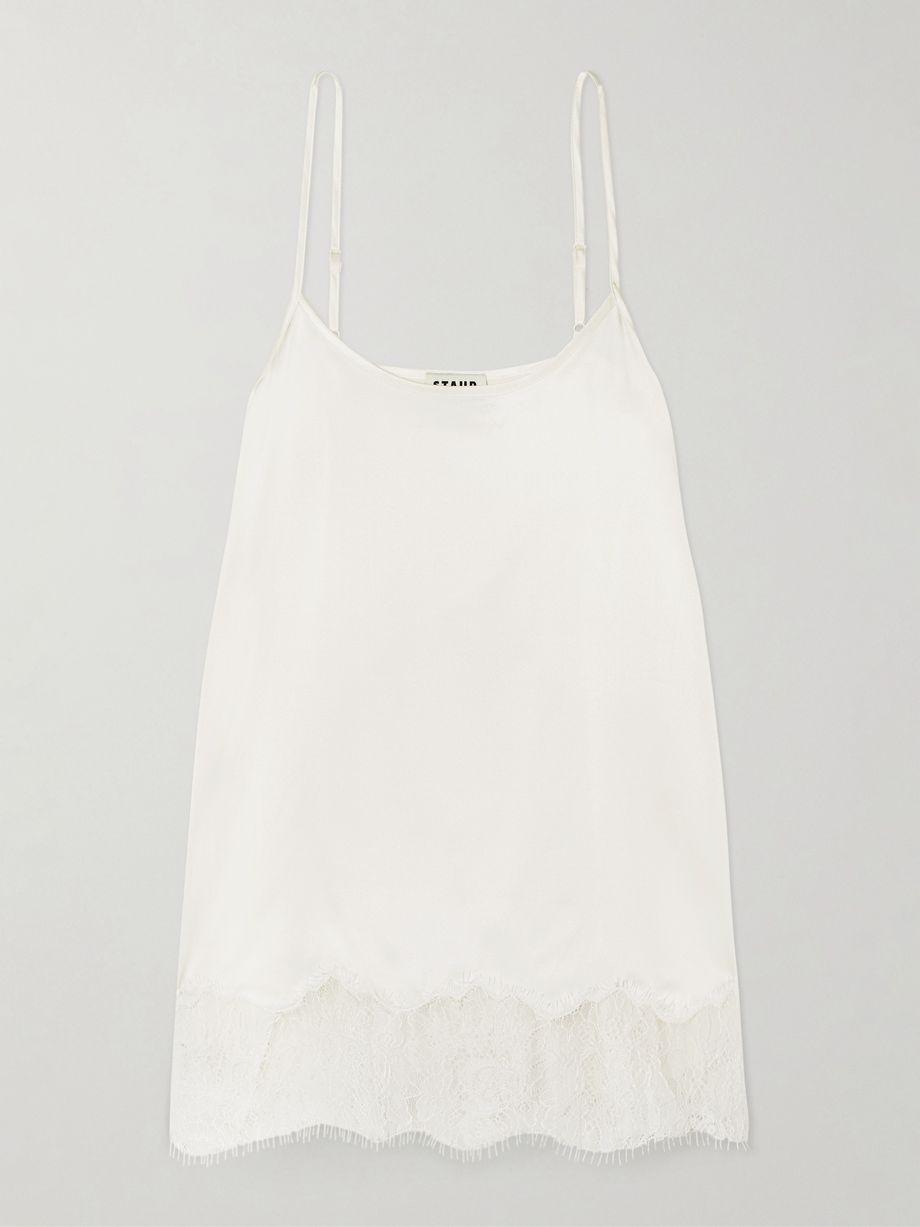 Chloe lace-trimmed silk-blend satin camisole by STAUD