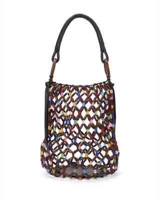 Del Mar Beaded Leather Bucket Bag by STAUD