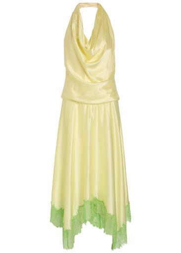 Elira lace-trim stretch-silk midi dress by STAUD