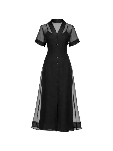 Elle V-neck button dress by STAUD