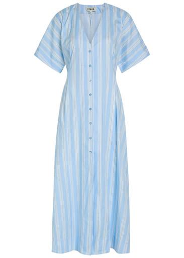 Elle striped stretch-cotton midi dress by STAUD