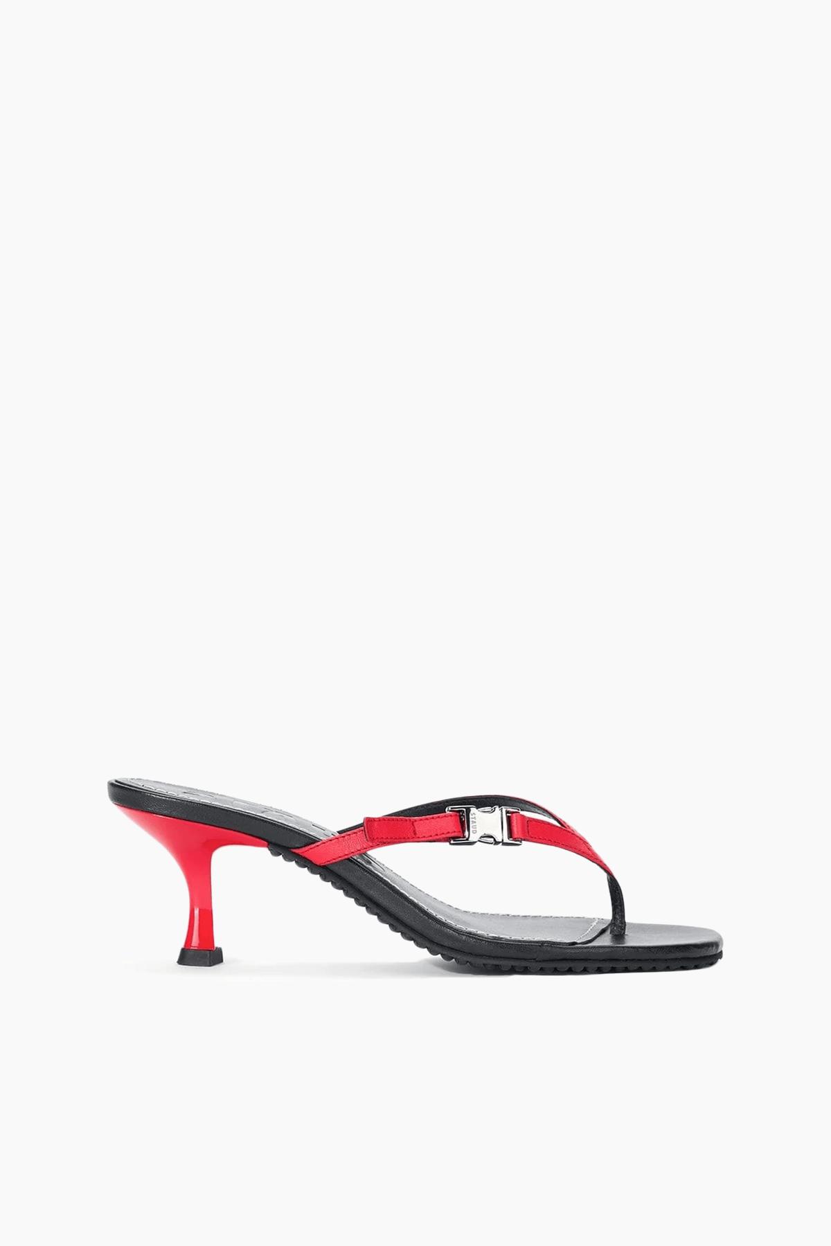 Flynn Kitten Heel in Black Red Rose by STAUD