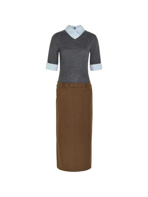 Geo layered woven midi dress by STAUD