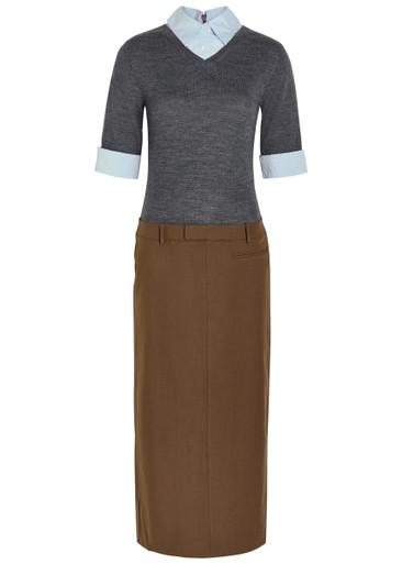 Geo layered woven midi dress by STAUD