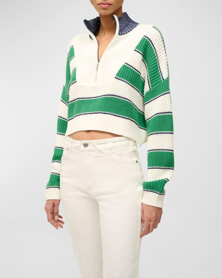 Hampton Chunky Stripe Knit Cropped Pullover Sweater by STAUD
