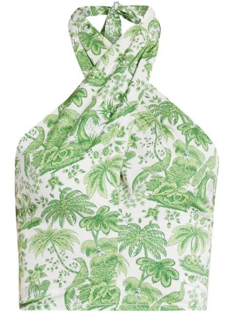 Kai botanical-print halterneck top by STAUD