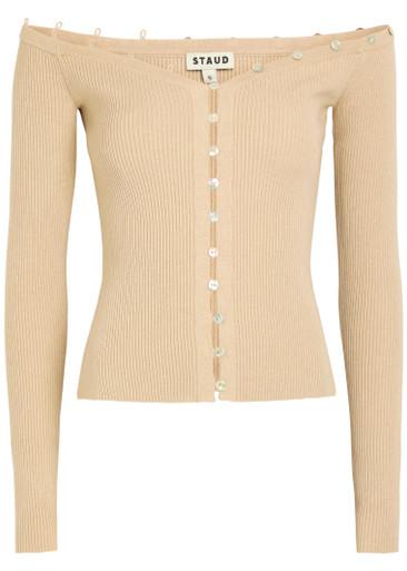 Keaton off-the-shoulder wool and cotton-blend top by STAUD
