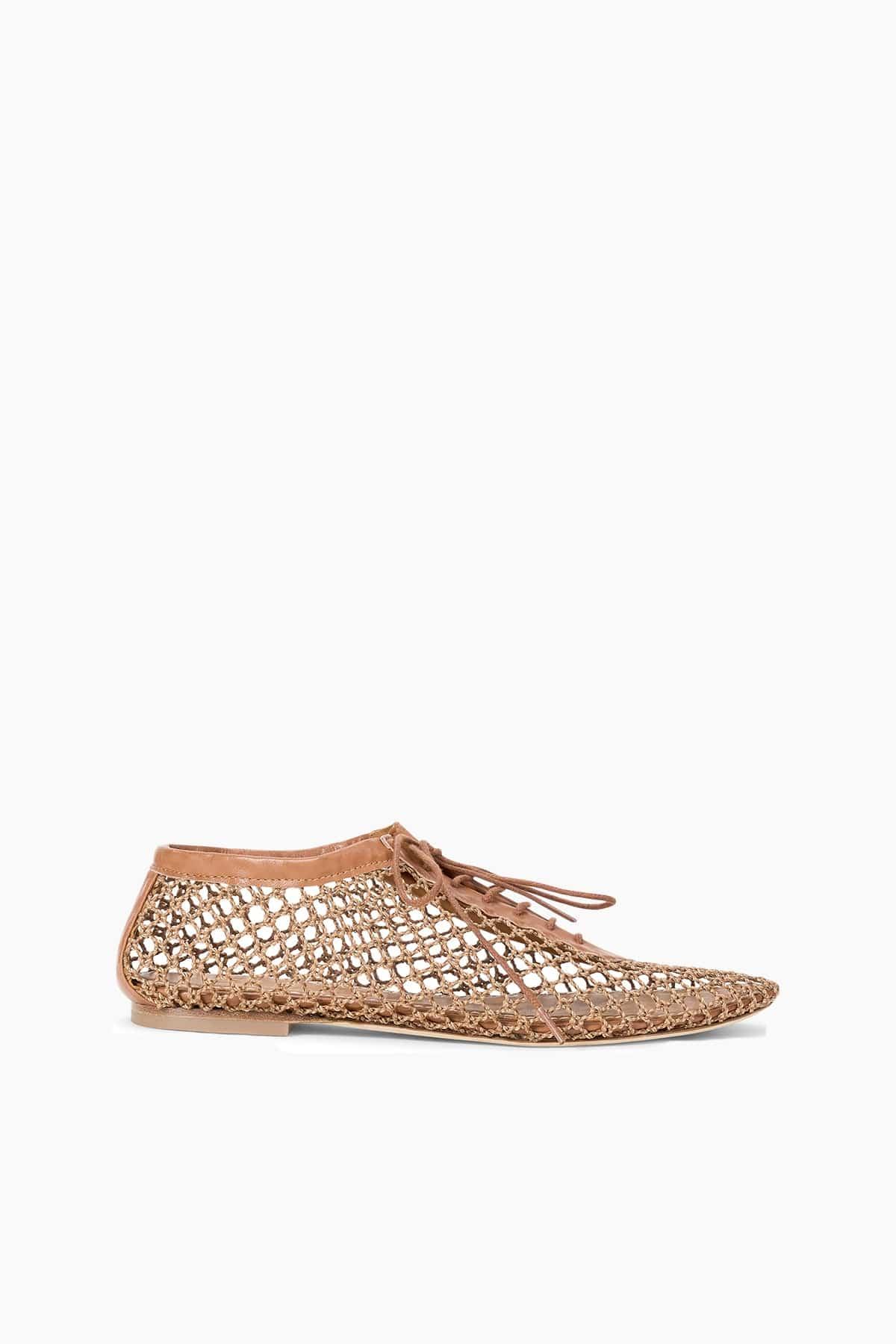Kit Lace Up Flat in Tan by STAUD